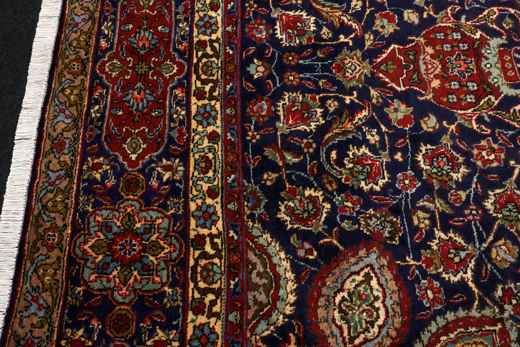 Täbriz Teppich 398 x 303 cm Dunkelblau Blau