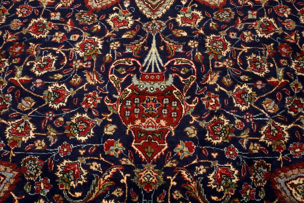 Täbriz Teppich 398 x 303 cm Dunkelblau Blau