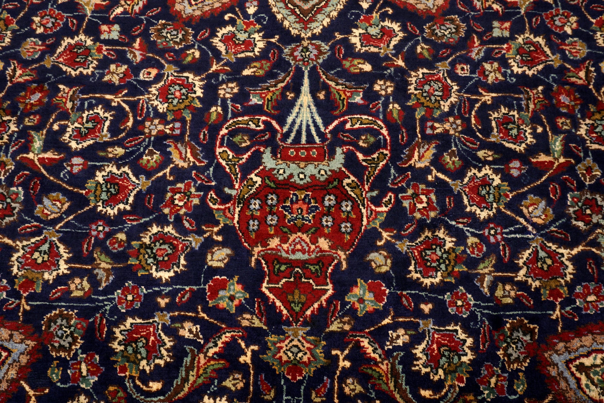 Täbriz Teppich 398 x 303 cm Dunkelblau Blau