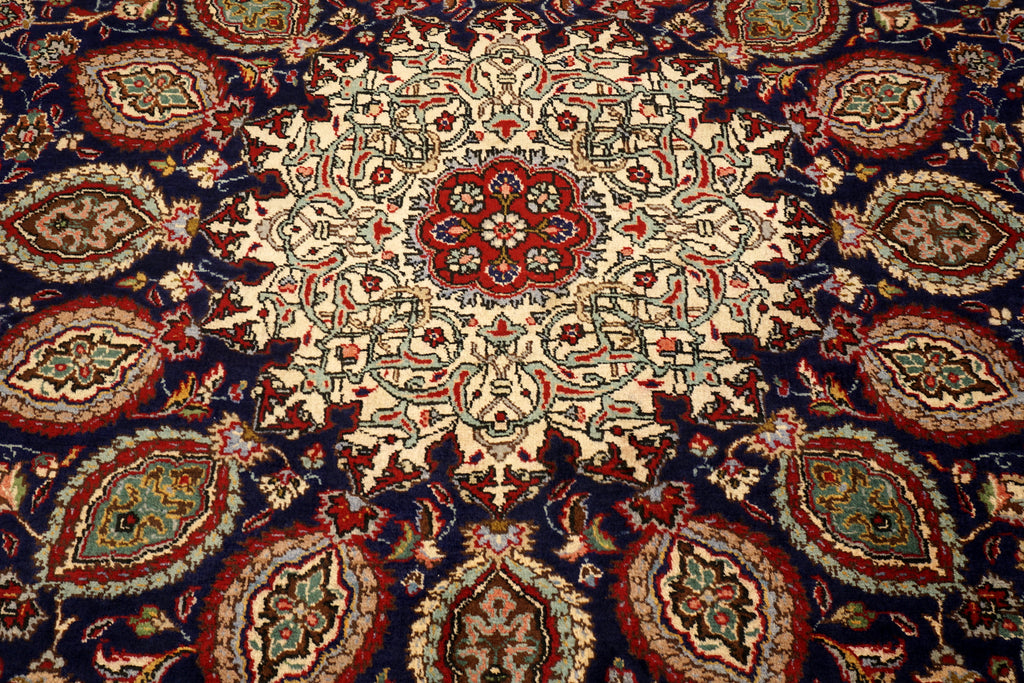 Täbriz Teppich 398 x 303 cm Dunkelblau Blau