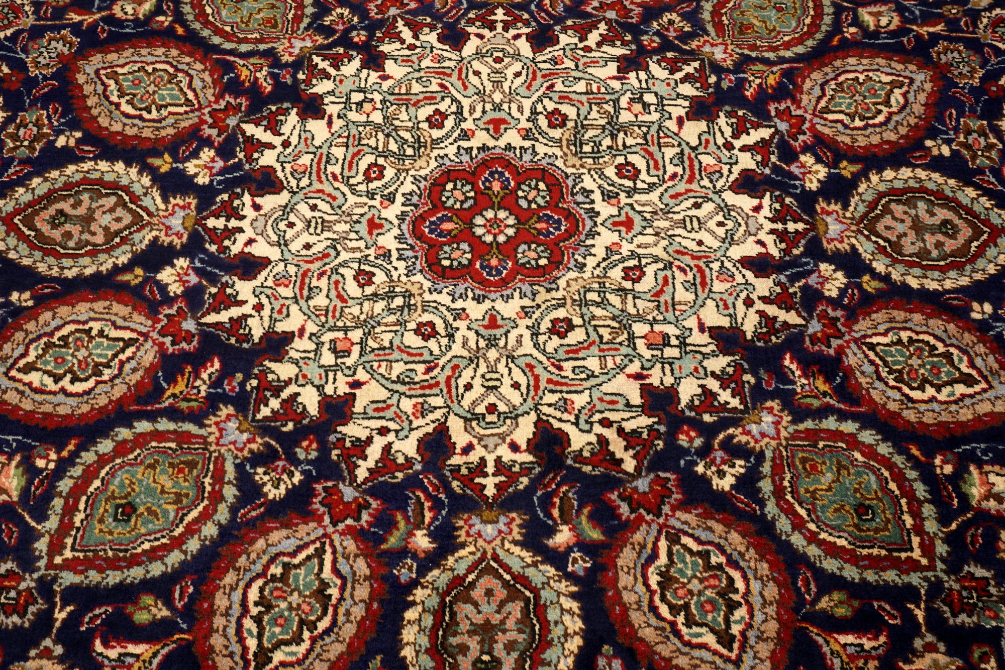 Täbriz Teppich 398 x 303 cm Dunkelblau Blau
