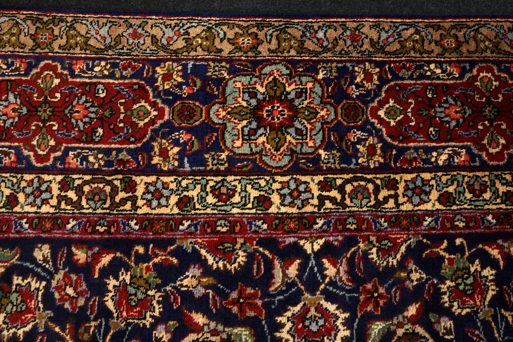 Täbriz Teppich 398 x 303 cm Dunkelblau Blau