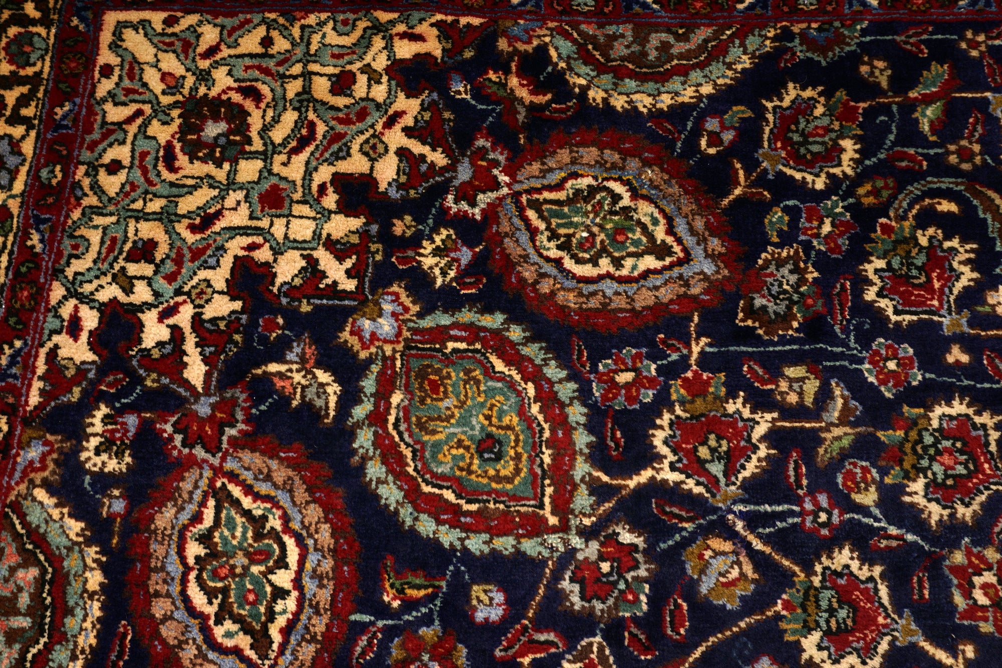 Täbriz Teppich 398 x 303 cm Dunkelblau Blau