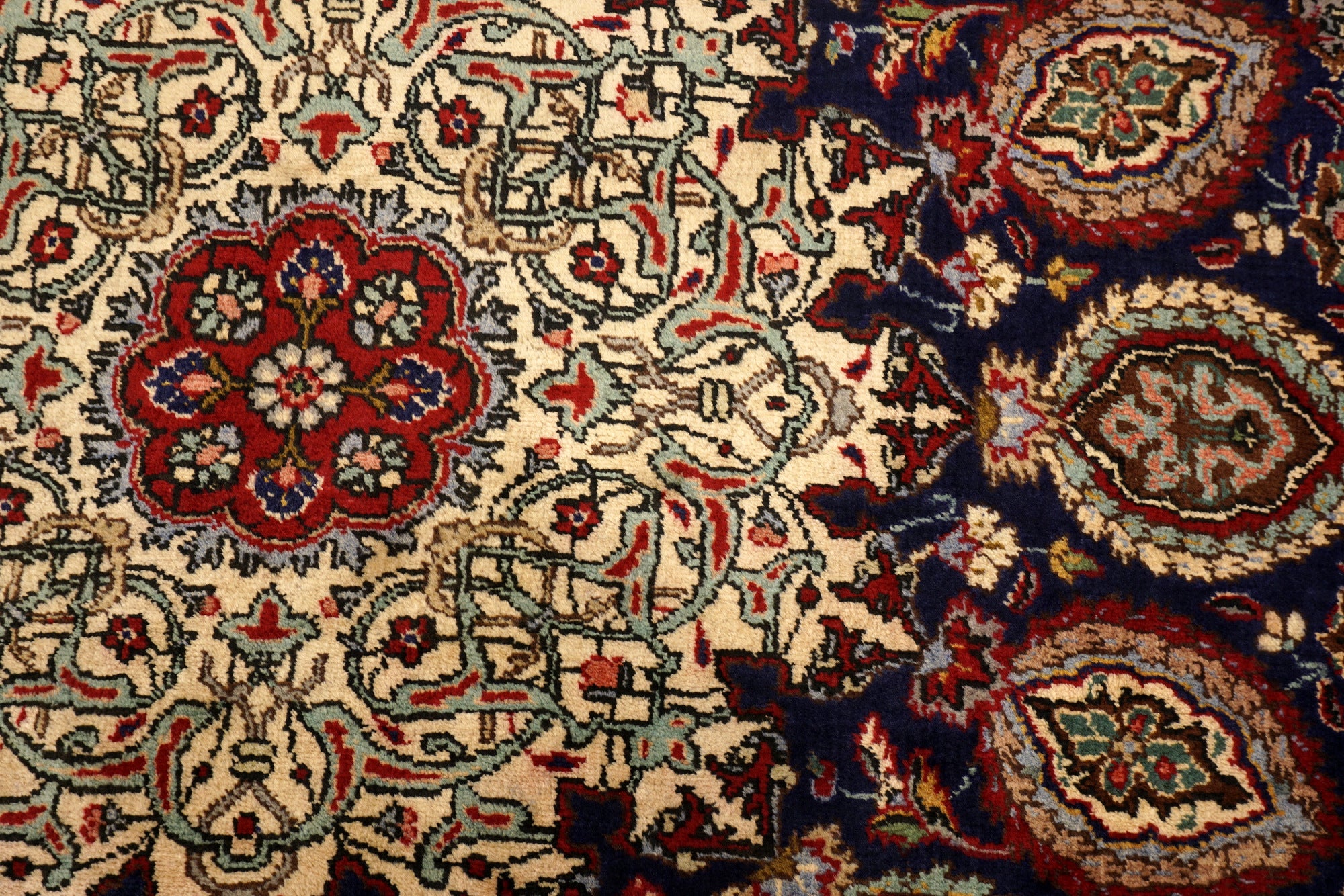 Täbriz Teppich 398 x 303 cm Dunkelblau Blau