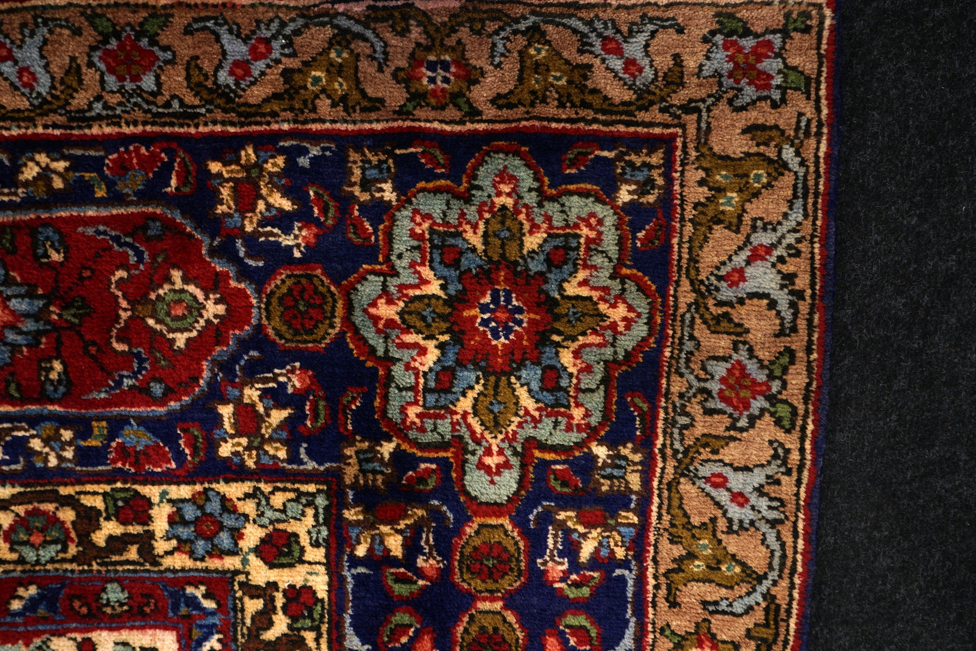 Täbriz Teppich 398 x 303 cm Dunkelblau Blau