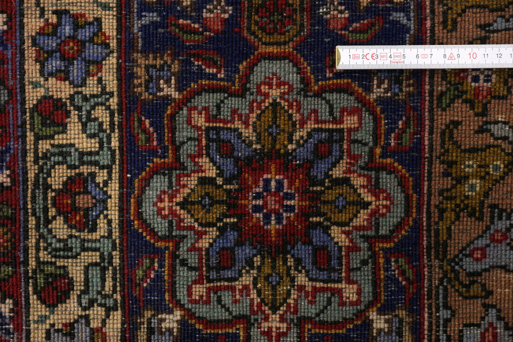 Täbriz Teppich 398 x 303 cm Dunkelblau Blau