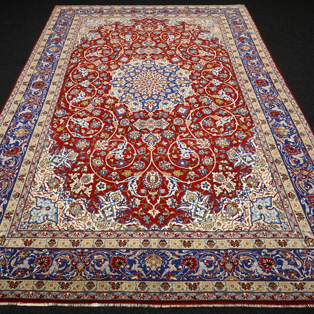 Isfahan Teppich 312 x 212 cm Rot Handgeknüpft