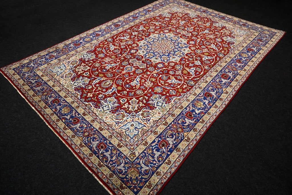 Isfahan Teppich 312 x 212 cm Rot Handgeknüpft