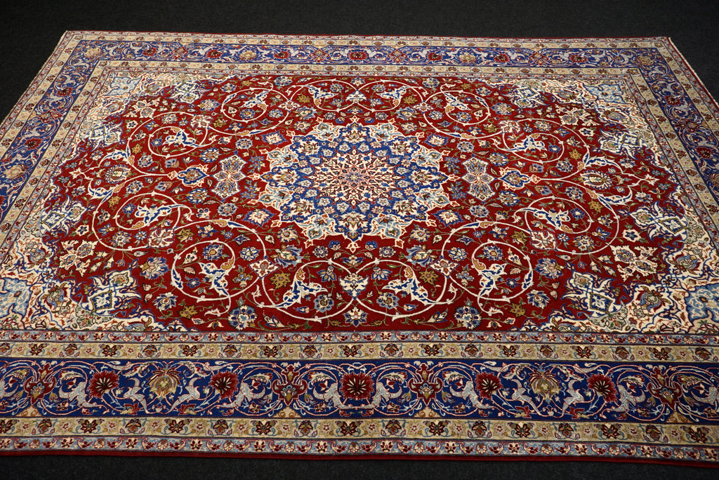 Isfahan Teppich 312 x 212 cm Rot Handgeknüpft