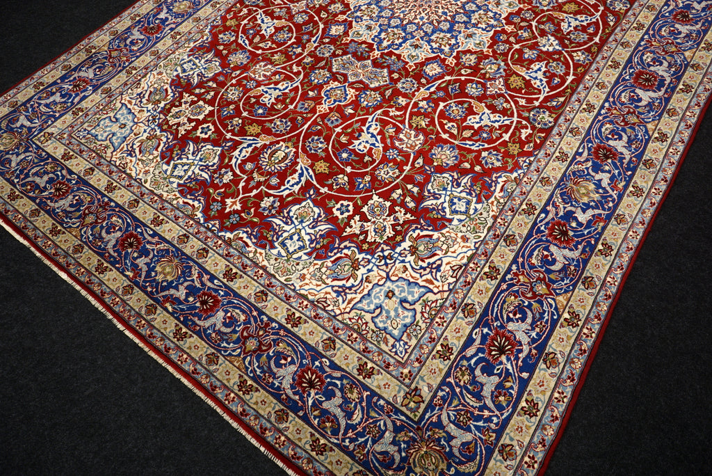 Isfahan Teppich 312 x 212 cm Rot Handgeknüpft