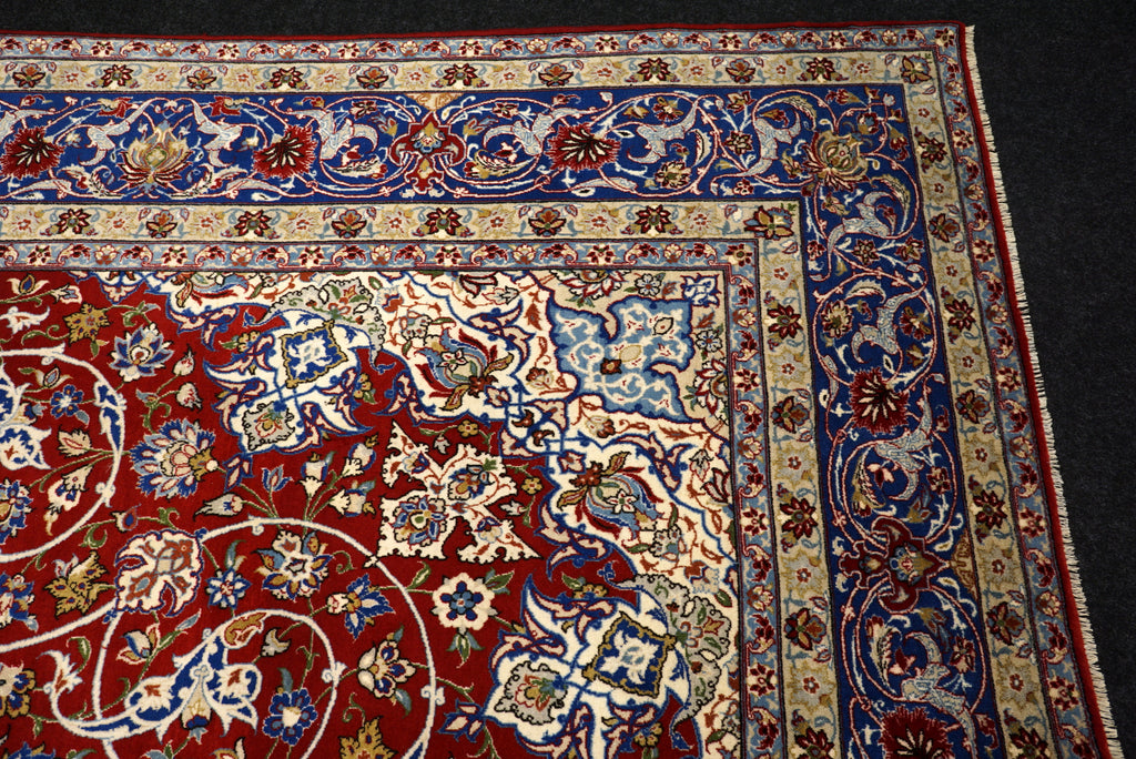 Isfahan Teppich 312 x 212 cm Rot Handgeknüpft