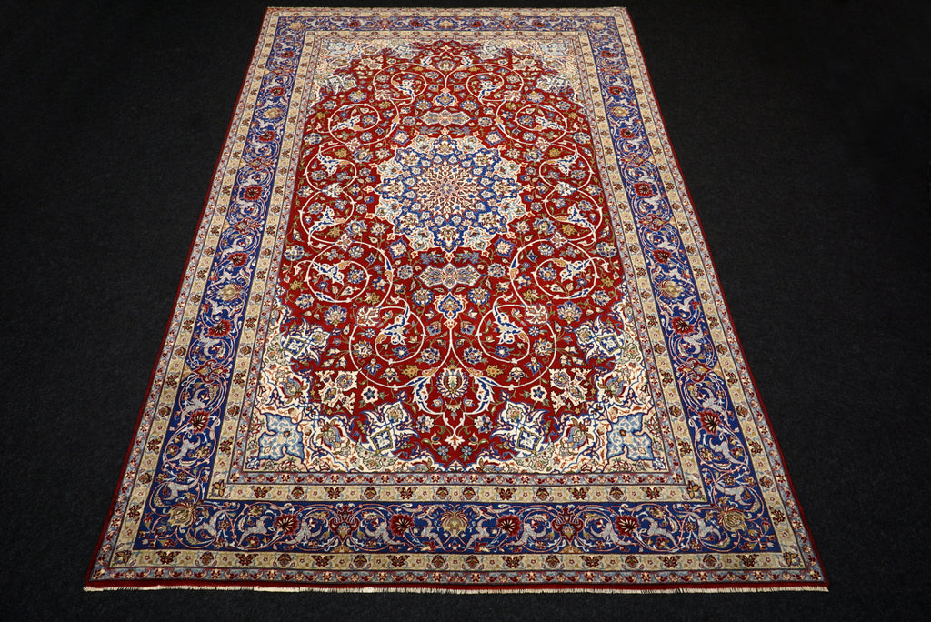 Isfahan Teppich 312 x 212 cm Rot Handgeknüpft