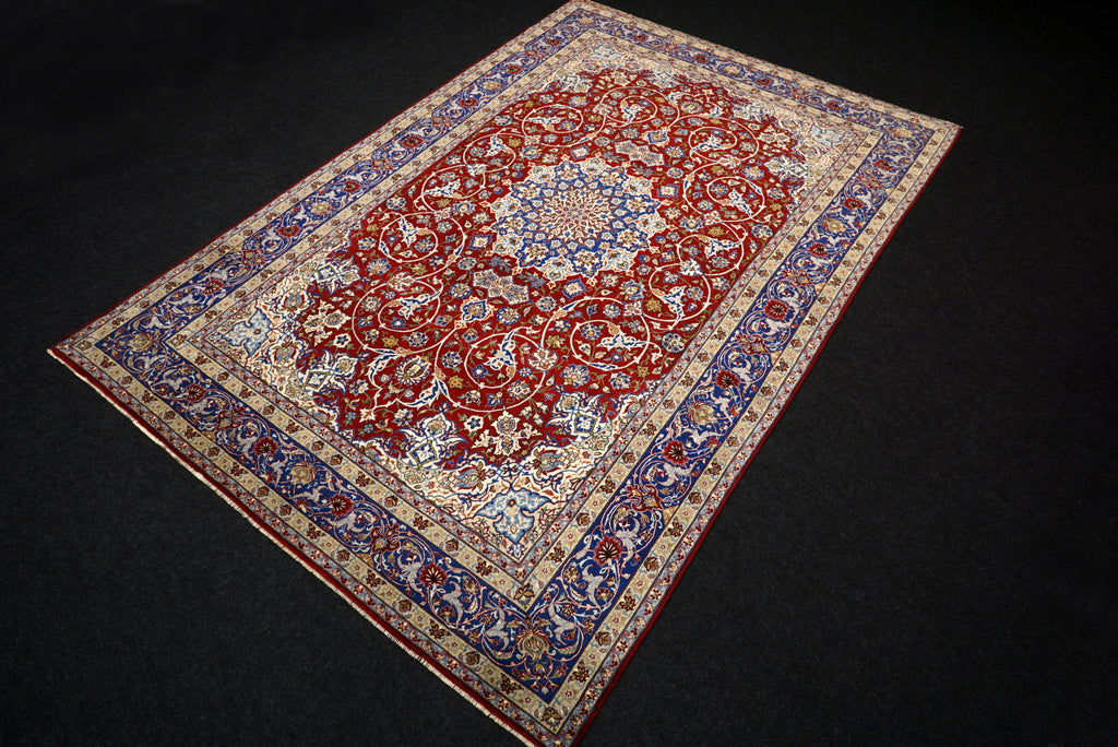 Isfahan Teppich 312 x 212 cm Rot Handgeknüpft