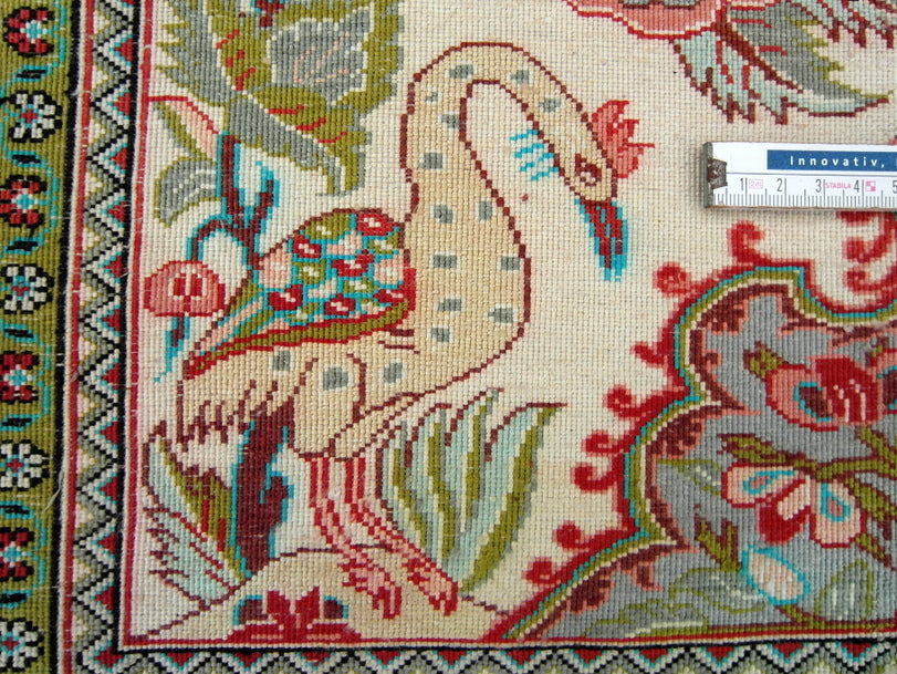 Ghom Seidenteppich - Vasenmotiv mit Schwänen